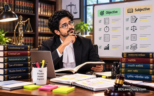 বিশ্ববিদ্যালয়ের আইন পরীক্ষায় objective ও subjective অংশের প্রস্তুতি কীভাবে ভাগ করবেন?