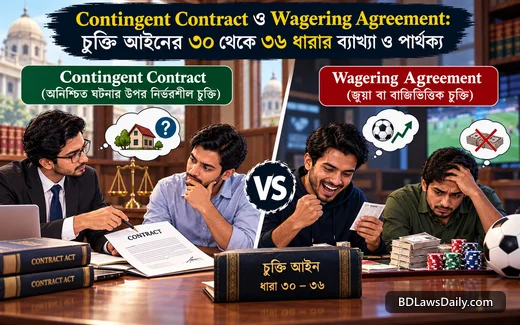 Contingent Contract ও Wagering Agreement: চুক্তি আইনের ৩০ থেকে ৩৬ ধারার ব্যাখ্যা ও পার্থক্য