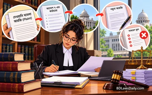 দেওয়ানি মামলার আরজি (Plaint) কীভাবে লিখতে হয়: আদেশ ৭-এর কাঠামো, নমুনা ও সাধারণ ভুল