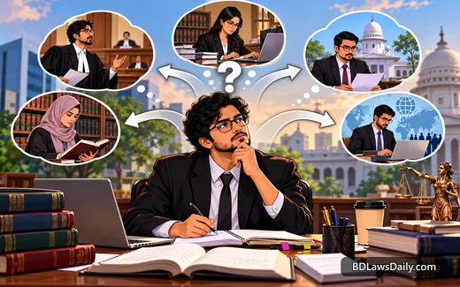 একাধিক ক্যারিয়ার অপশনের মধ্যে দ্বিধায় থাকলে আইন শিক্ষার্থীর সিদ্ধান্ত নেওয়ার উপায় কী?