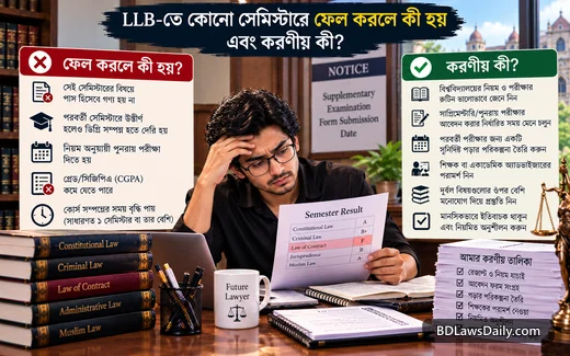 LLB-তে কোনো সেমিস্টারে ফেল করলে কী হয় এবং করণীয় কী?