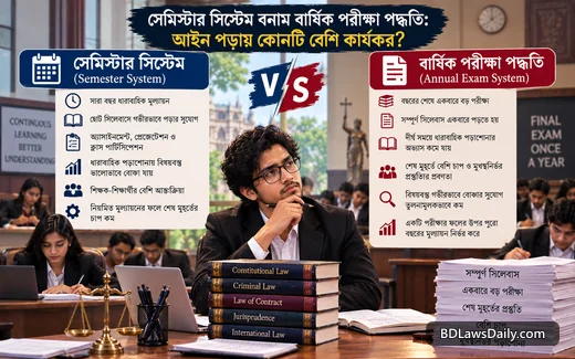 সেমিস্টার সিস্টেম বনাম বার্ষিক পরীক্ষা পদ্ধতি: আইন পড়ায় কোনটি বেশি কার্যকর?
