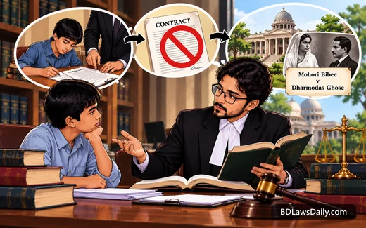 সমস্যাভিত্তিক প্রশ্ন সমাধান কর: নাবালকের সঙ্গে চুক্তি বৈধ কি না, Mohori Bibee v Dharmodas Ghose-এর আলোকে